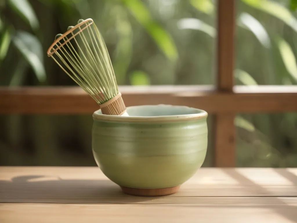 茶碗で抹茶を点てる